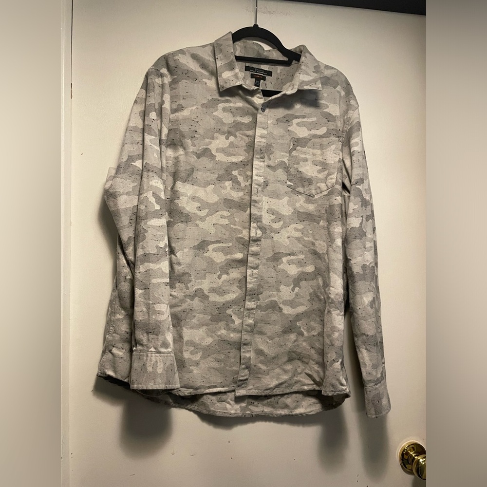 Marc Anthony Mens Long Sleeve Button Down XXL Slim Fit Camo